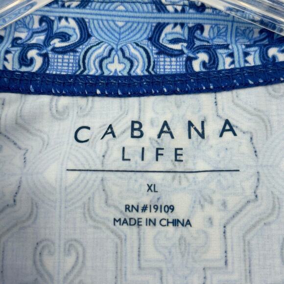 Cabana Life Full Zip Rash Guard Top UPF Protection Nylon Spandex Blue White XL - Picture 3 of 10